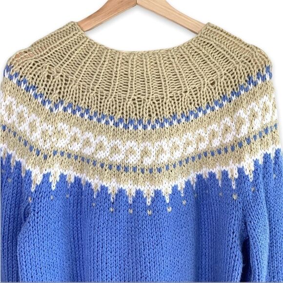 Hand KnitĀ š§¶ 100% CottonāFishermanās Fair IsleāSweater - Picture 6 of 8